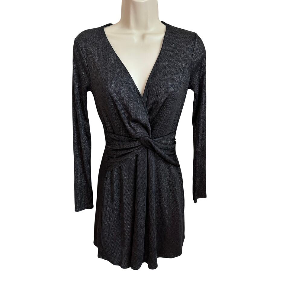 Altard State Black Dress Long Sleeve Cocktail Women's Small Stretch Wrap Glam